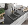 Mexen Carlos granite sink 1.5-bowl with Duo kitchen tap, grey - 6518-71-671701-57-B