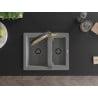 Mexen Carlos granite sink 1.5-bowl with Duo kitchen tap, grey - 6518-71-671701-57-B