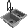 Mexen Carlos fregadero de granito de 1,5 senos con grifo de cocina Duo, gris - 6518-71-671701-70-B
