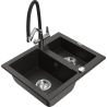 Mexen Carlos 1.5-bowl granite sink with Duo kitchen tap, black/gold metallic - 6518-75-671701-07