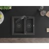Mexen Carlos granite kitchen sink 1.5-bowl with Duo kitchen tap, black speckled - 6518-76-671701-70-B