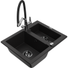 Mexen Carlos lavello in granito 1,5 vasca con rubinetto da cucina Duo, nero - 6518-77-671701-07-B
