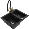 Mexen Carlos Graniittinen 1,5-altainen keittiöallas ja keittiöhana Duo, musta - 6518-77-671701-57-B