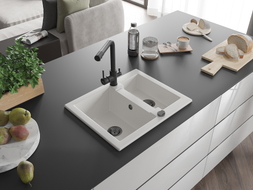 Mexen Carlos granitni sudoper s 1,5 komore s kuhinjskom slavinom Duero, bijeli - 6518-20-671600-70