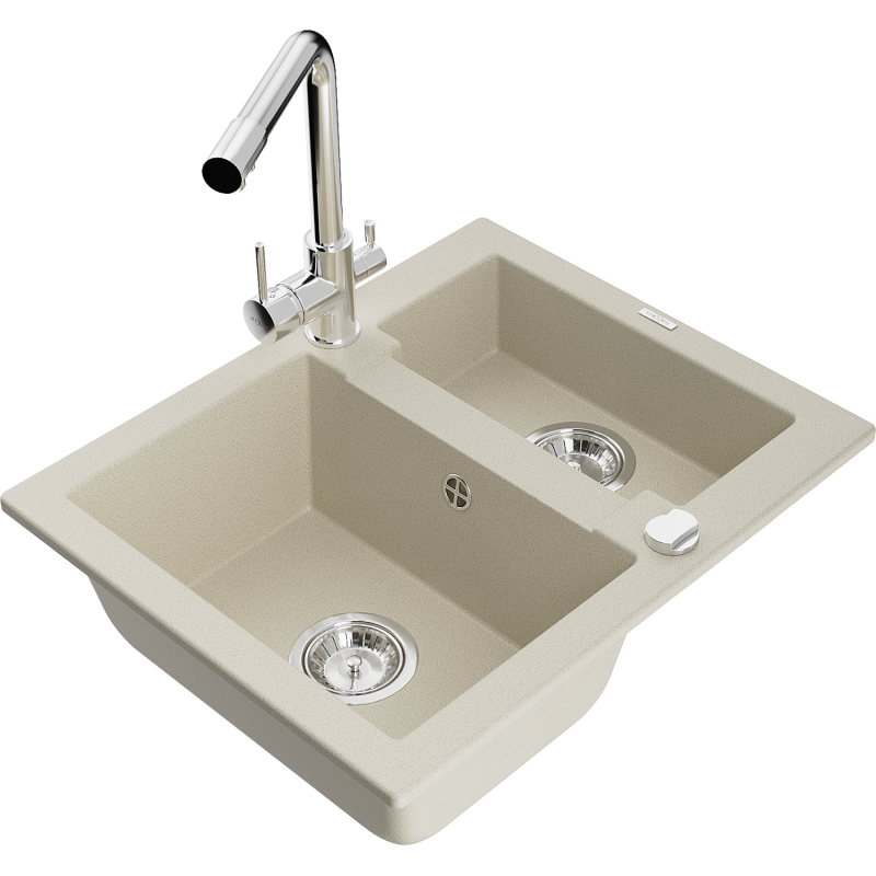 Mexen Carlos granitdiskho 1,5-fack med köksblandare Duero, beige - 6518-69-671600-00
