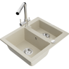 Mexen Carlos granite sink 1.5-bowl with Duero kitchen tap, beige - 6518-69-671600-00