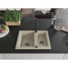 Mexen Carlos granite sink 1.5-bowl with Duero kitchen tap, beige - 6518-69-671600-70