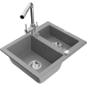 Mexen Carlos 1.5-bowl granite sink with Duero kitchen faucet, gray - 6518-71-671600-00