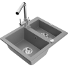 Mexen Carlos 1.5-bowl granite sink with Duero kitchen tap, grey - 6518-71-671600-00