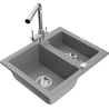 Mexen Carlos évier de cuisine en granit 1,5 bac avec robinet de cuisine Duero, gris - 6518-71-671600-00