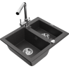 Mexen Carlos granite sink 1.5-bowl with Duero kitchen tap, black spotted - 6518-76-671600-00