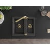 Mexen Carlos fregadero de granito de 1,5 senos con grifo de cocina Duero, negro moteado - 6518-76-671600-50