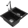 Mexen Carlos fregadero de granito de 1,5 senos con grifo de cocina Duero, negro - 6518-77-671600-00
