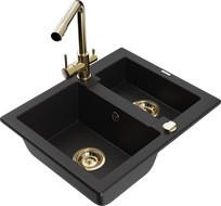 Mexen Carlos granitni sudoper s 1,5 komore s kuhinjskom slavinom Duero, crni - 6518-77-671600-50