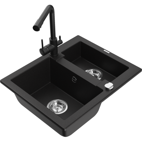 Mexen Carlos Granit-Spullsteen 1,5-Kommer mat Kichekran Duero, schwaarz - 6518-77-671600-70