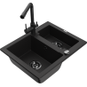Mexen Carlos fregadero de granito 1,5-tazones con grifo de cocina Duero, negro - 6518-77-671600-70-B