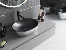 Mexen Viki lavabo à poser 48 x 35 cm, noir mat/argent - 21054874