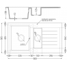 Mexen Matias évier en granit 1,5 bac avec égouttoir 900 x 505 mm, beige, siphon chromé - 6502901505-69