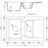 Mexen Gaspar évier en granit 1,5 bac avec égouttoir 737 x 475 mm, blanc, siphon chromé - 6507731505-20