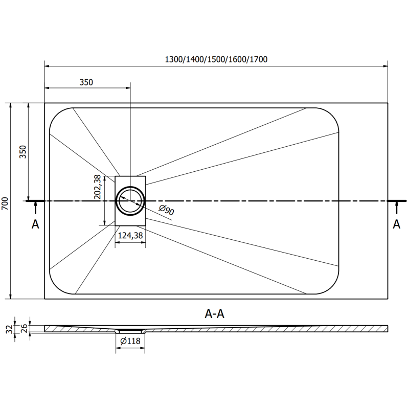 Mexen Hugo rectangular shower tray SMC 150 x 70 cm, white - 42107015