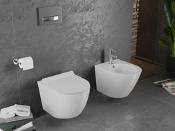 Mexen Lena WC senza borde con tapa Slim de caída amortiguada, duroplast, blanco brillante - 30224000