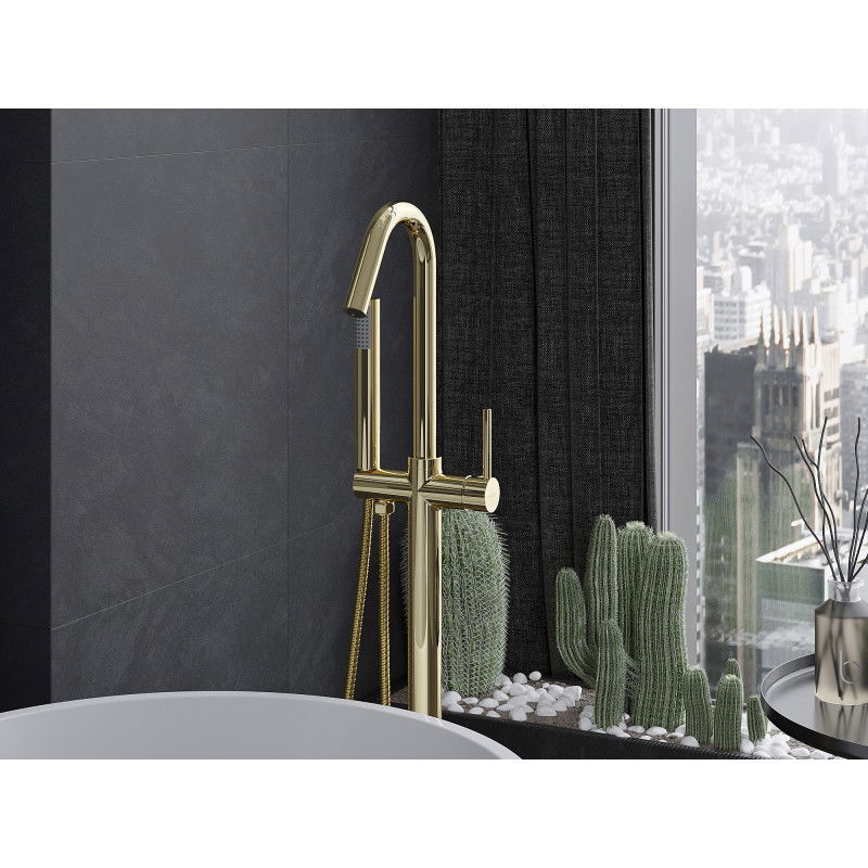 Mexen Gaja freestanding bath mixer, gold - 75333-50