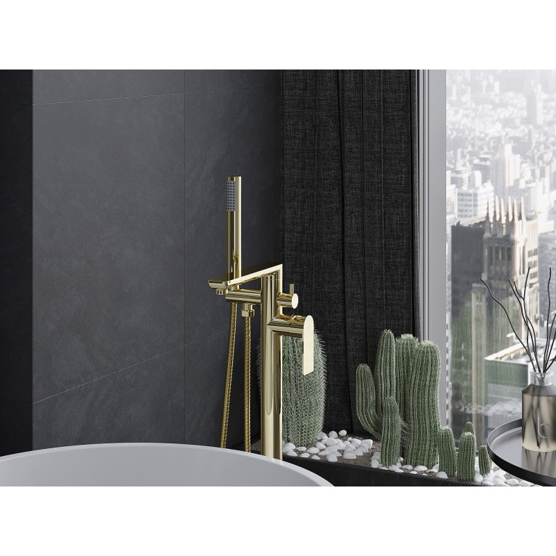 Mexen Leda freestanding bathtub faucet, gold - 75633-50