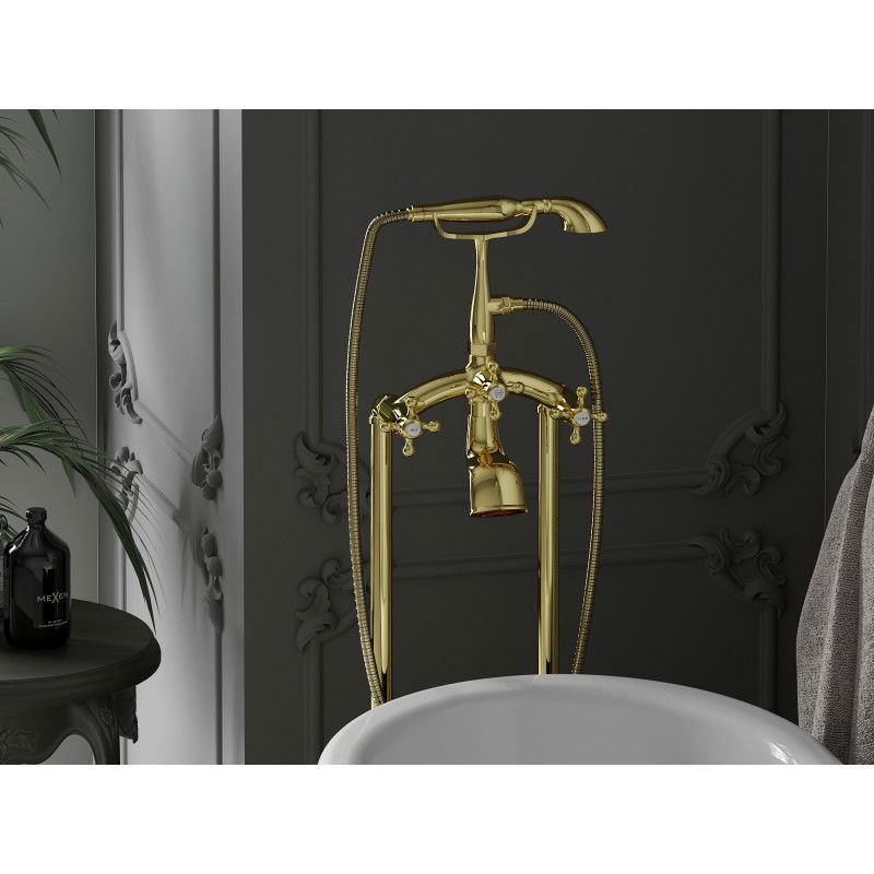 Mexen Retro freistehende Badewannenarmatur, gold - 75933-50