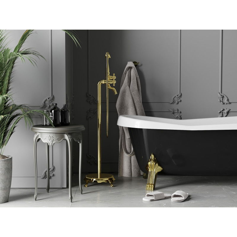 Mexen Retro freistehende Badewannenarmatur, gold - 75933-50