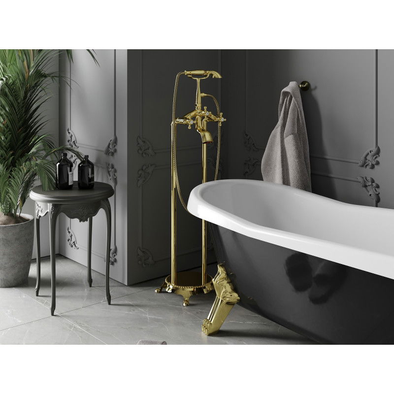 Mexen Retro freistehende Badewannenarmatur, gold - 75933-50