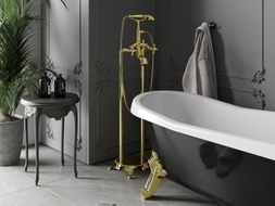 Mexen Retro freestanding bathtub faucet, gold - 75933-50