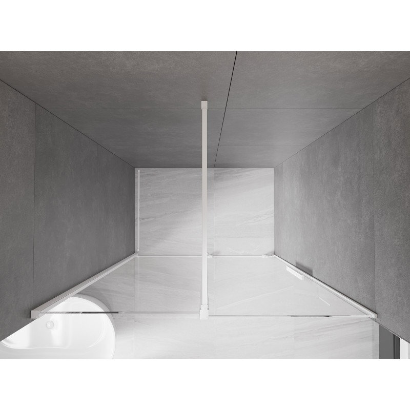 Mexen Velar drsna tuš vrata 130 cm, prozorna, bela - 871-130-000-01-20