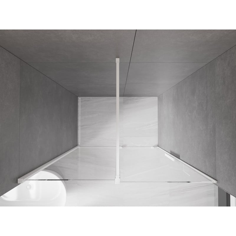 Mexen Velar portas de duche de correr 140 cm, transparentes, brancas - 871-140-000-01-20