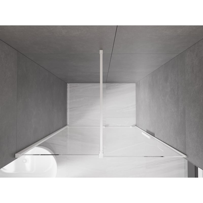 Mexen Velar schuifbare douchedeur 140 cm, transparant, wit - 871-140-000-01-20