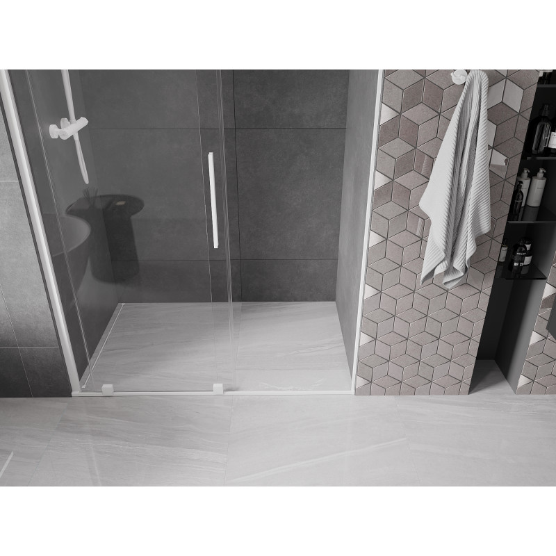 Mexen Velar drzwi prysznicowe rozsuwane 140 cm, transparent, białe - 871-140-000-01-20