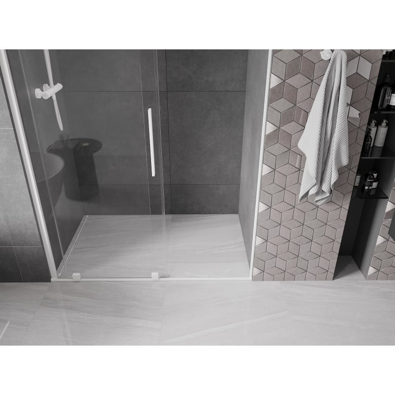 Mexen Velar drzwi prysznicowe rozsuwane 150 cm, transparent, białe - 871-150-000-01-20