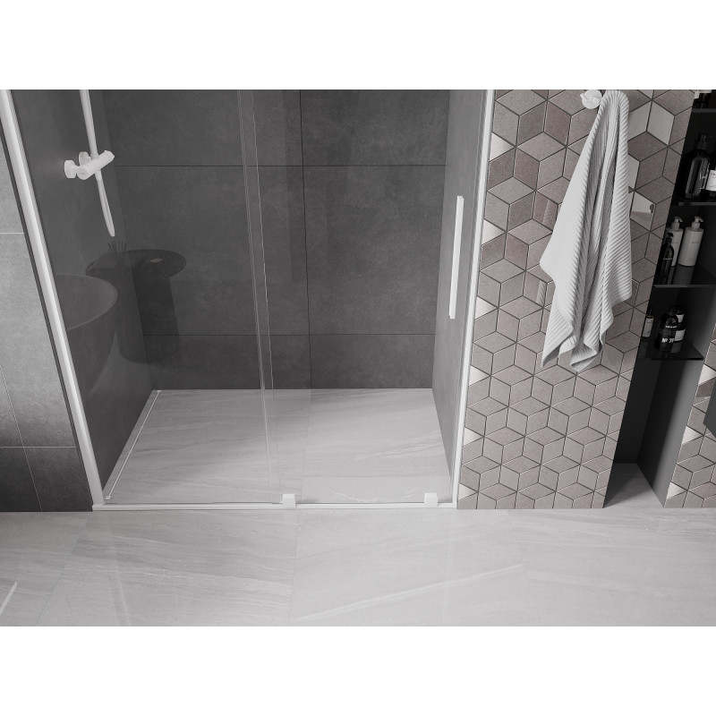 Mexen Velar drzwi prysznicowe rozsuwane 160 cm, transparent, białe - 871-160-000-01-20