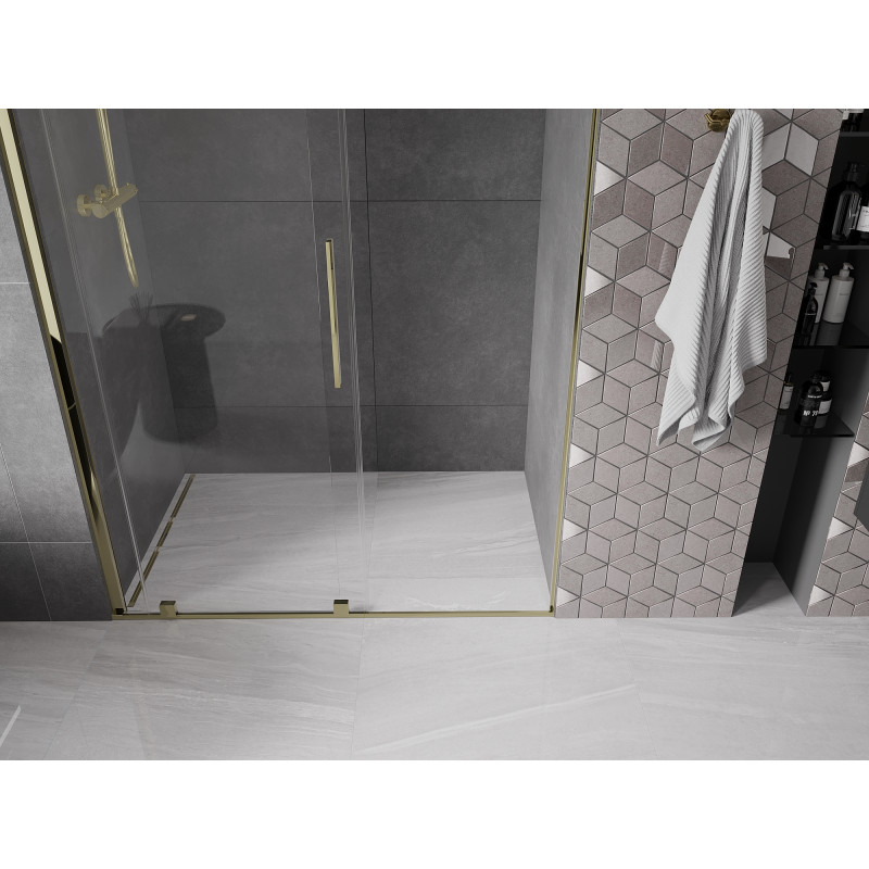 Mexen Velar drzwi prysznicowe rozsuwane 130 cm, transparent, złote - 871-130-000-01-50