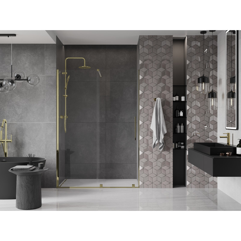 Mexen Velar drzwi prysznicowe rozsuwane 160 cm, transparent, złote - 871-160-000-01-50