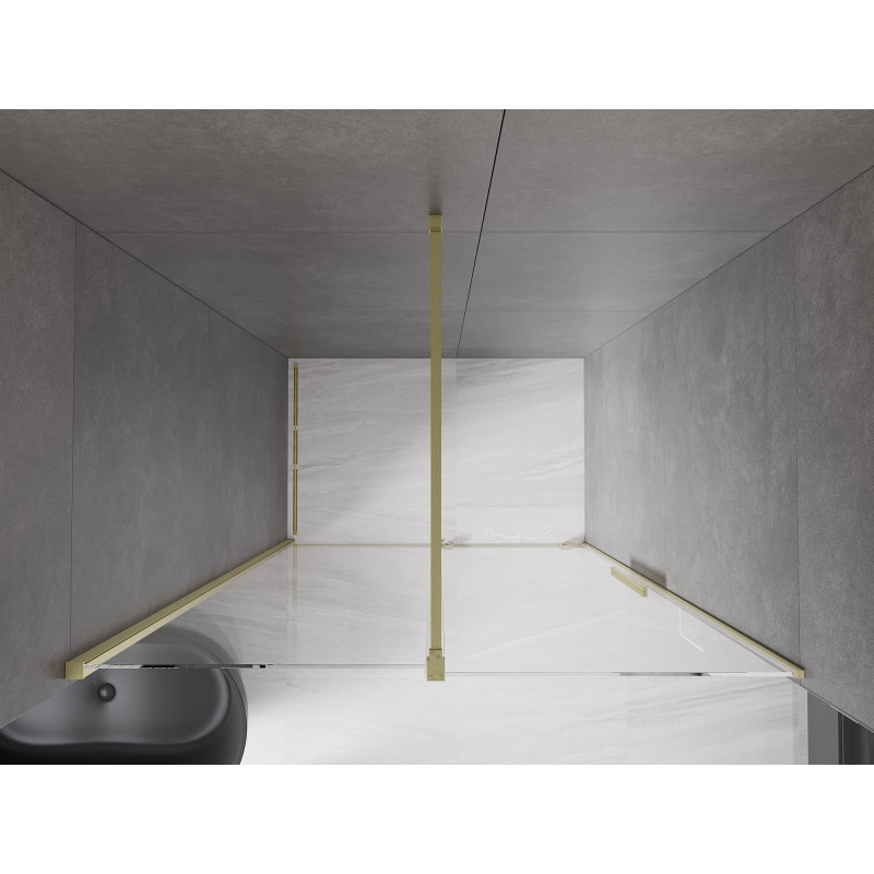 Mexen Velar drzwi prysznicowe rozsuwane 140 cm, transparent, złote szczotkowane - 871-140-000-01-55