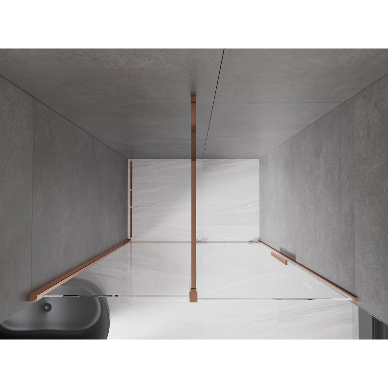 Mexen Velar drzwi prysznicowe rozsuwane 130 cm, transparent, różowe złoto - 871-130-000-01-60