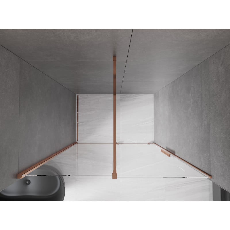 Mexen Velar drzwi prysznicowe rozsuwane 150 cm, transparent, różowe złoto - 871-150-000-01-60