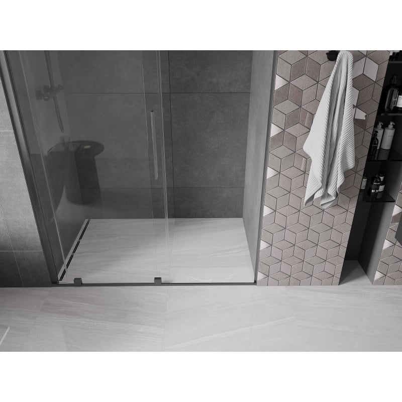 Mexen Velar porte de douche coulissante 130 cm, transparent, gris canon brossé - 871-130-000-01-66