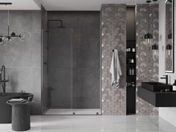Mexen Velar sliding shower doors 130 cm, transparent, brushed gun gray - 871-130-000-01-66