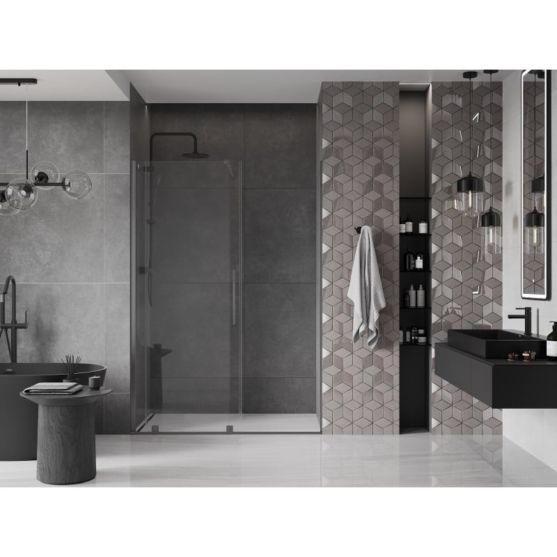 Mexen Velar drzwi prysznicowe rozsuwane 150 cm, transparent, gun gray szczotkowany - 871-150-000-01-66
