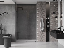 Mexen Velar sliding shower doors 150 cm, transparent, brushed gun gray - 871-150-000-01-66