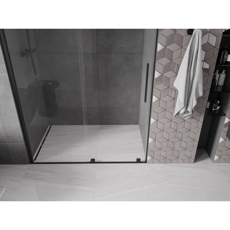 Mexen Velar drzwi prysznicowe rozsuwane 160 cm, transparent, czarne - 871-160-000-01-70