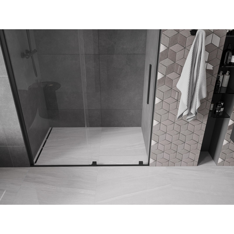 Mexen Velar puerta de ducha corredera 160 cm, transparente, negra - 871-160-000-01-70