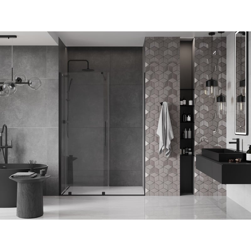 Mexen Velar drzwi prysznicowe rozsuwane 160 cm, transparent, czarne - 871-160-000-01-70