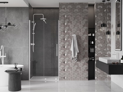 Mexen Velar sliding shower door 110 cm, transparent, white - 871-110-000-01-20